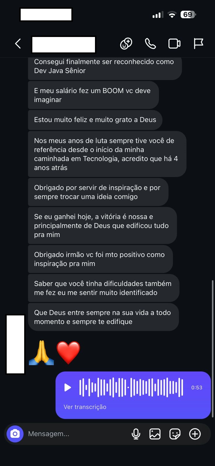 Sucesso profissional - Dev Java Sênior